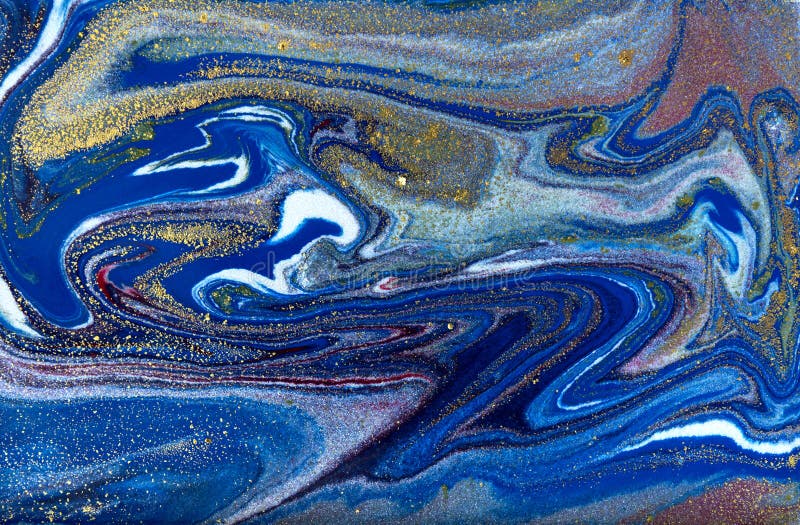 Μπλε χρυσό marbling σχέδιο Χρυσή μαρμάρινη υγρή σύσταση απεικόνιση αποθεμάτων